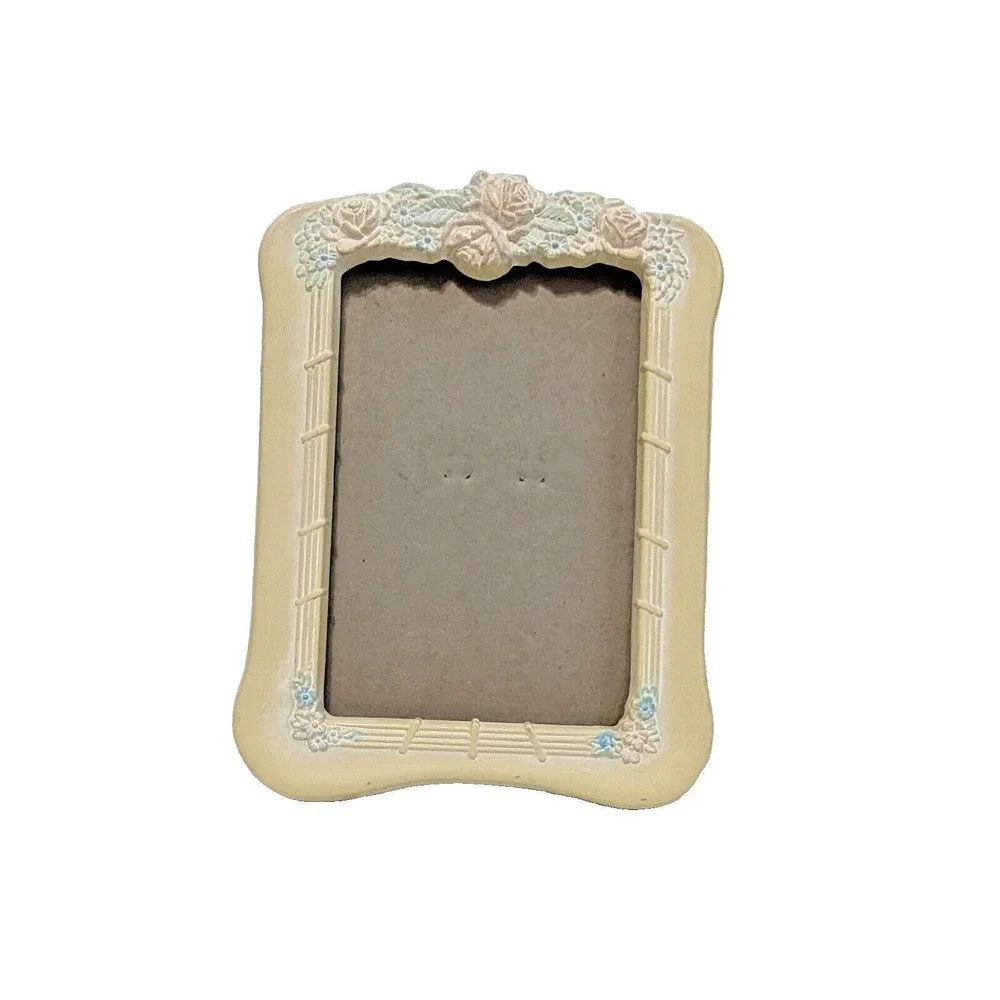 Vintage Burnes Floral Photo Frame Small Portrait Dainty Feminine Pastel Tabletop